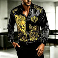 Men's Retro Baroque Printed Satin Silk Shirt Long Sleeved | SAMAG