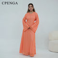 2 Layer Dubai Abaya Muslim Woman Dress Chevron Loose | SAMAG