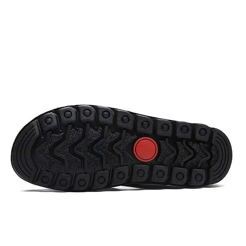Men's Genuine Leather Sandals 2026 Summer Anti-slip Outdoor Beach Shoes Toe Cap Top Layer Cowhide Men Sandals Large Size 38-48