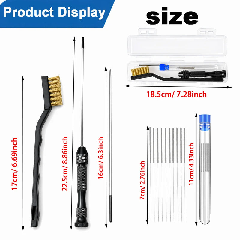3D Printer Nozzle Cleaning Kit with Storage Case, 0.4mm Cleaning Needles Copper Wire Brush Soft Handle Tool for 1.75mm Nozzles