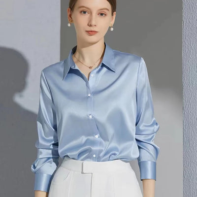 All-match Satin Finish Shirts And Blouses Women Clothing | SAMAG