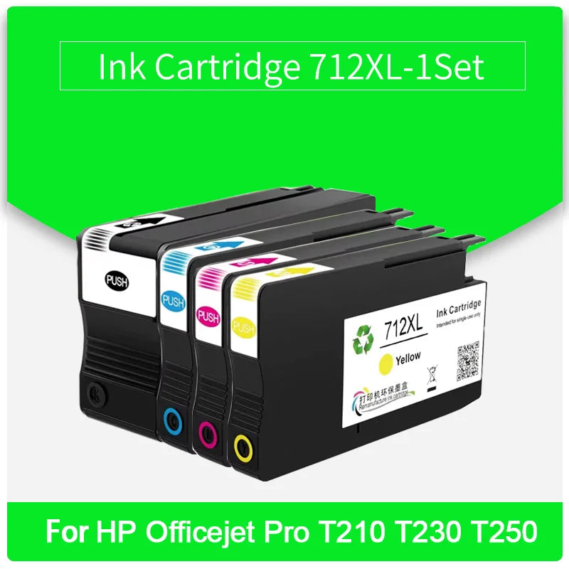 712XL 712 Compatible Ink Cartridge Remanufactured For HP DesignJet Pro T210 T230 T250 T630 T650 Printers 3ED71A 3ED67A Inks