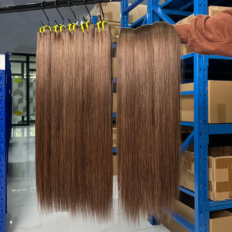 Straight #2 Color Human Hair Bundles Double Weft 100% Vietnamese Virgin Hair Weaving Extensions 100grams 1/2/3/4 Bundle Deal