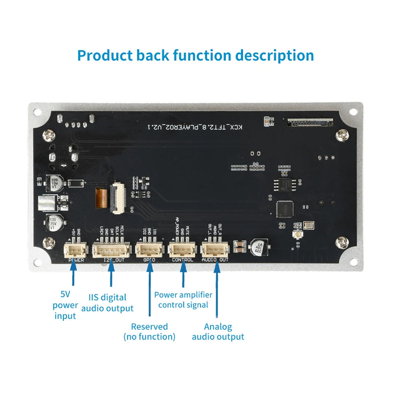 2.8-inch TFT Color Decoding Board Module Lossless Audio Amplifier Supports I2S Digital Audio 2-Channel Output Player DC 4.5-5.0V