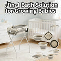 7-in-1 Baby Bath Tub Set with Temperature Display Folding Bathtub Non-Slip Stand Shower Table And Clothes Rack for Infants And