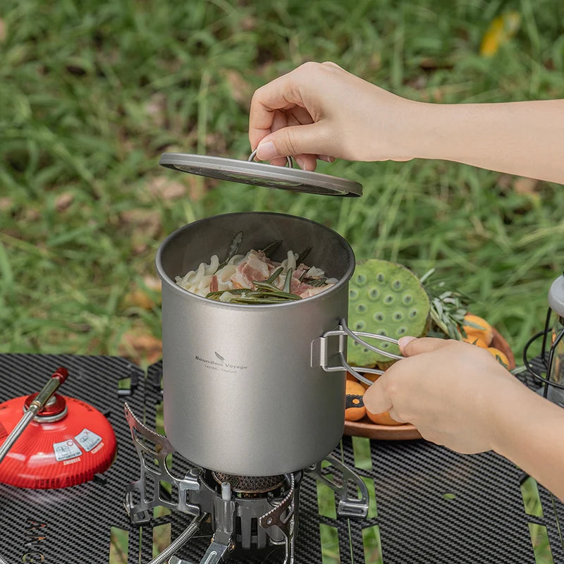 Boundless Voyage Titanium Pot Ultralight Backpacking Cookware with Folding Handle for Hiking & Camping W-Ti2060C