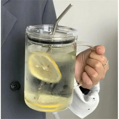 1000ML Drinking Glass Tumbler With Lid And Straw Coffee | SAMAG