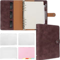 New Leather A5 Binder 6 Ring Binder Notebook - PU Leather Refillable Notebook with Binder Pockets, Dividers, Refill Paper