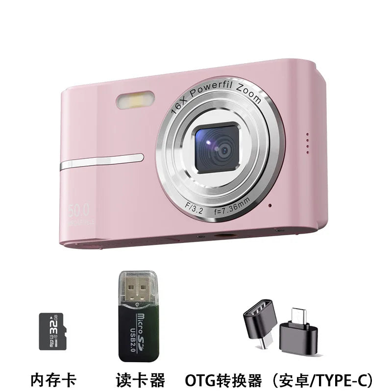 Lenovo 5K Digital Camera 50MP 16X Student Cam Outdoor Anti-Shake Digital Video Camera Flash Video Recorder Small Video Camera