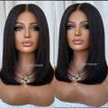 Pre Bleached Silk Base Full Lace Wigs Bob Blunt Cut Glueless Straight Human Hair Wigs Brazilian Hair Bob Wigs For Women