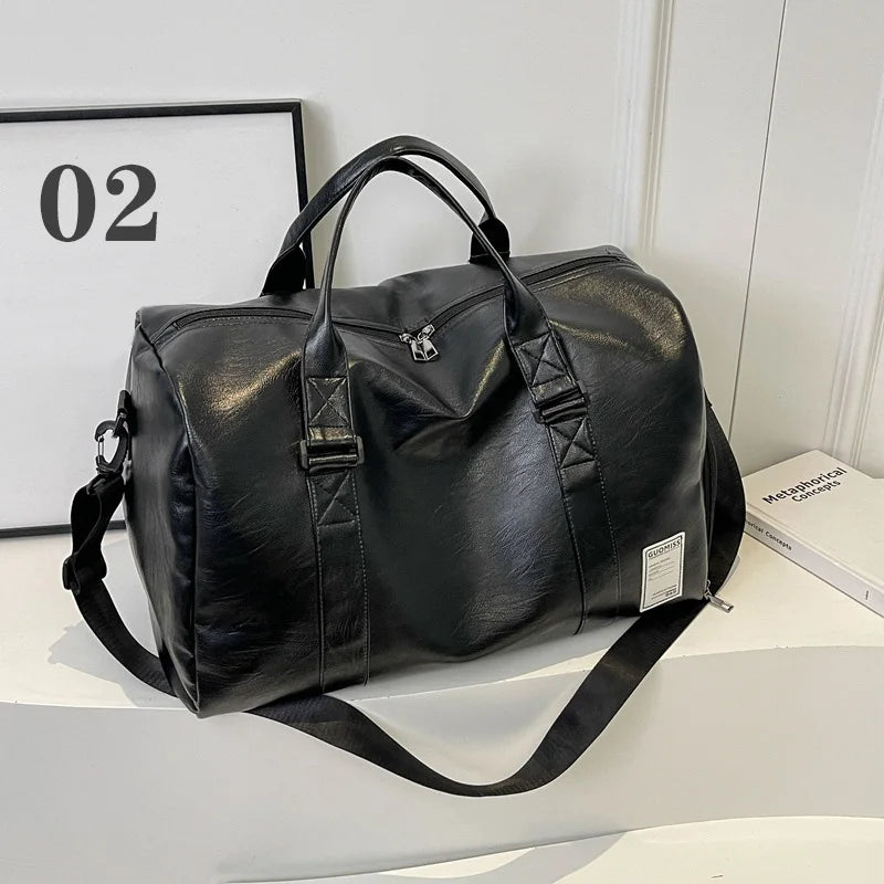 Fashion Leather Duffle Bag With Shoes Packet For Men and Women Luggage Travel Bag Sport Gym Fitness HandBag Mens Shoulder Bag