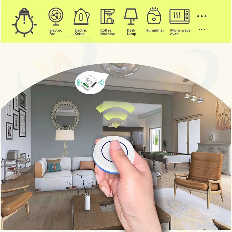 433Mhz Wireless Smart Light Switch 110V 220V 10A Mini Relay Receiver Wall Panel Remote Control Switch for Fan Lamp Humidifier