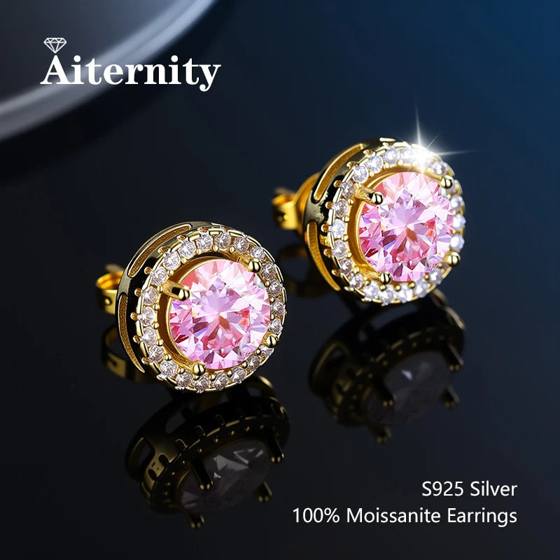 D VVS1 Moissanite Stud Earrings For Women Pass Diamond Tester Pen S925 Platinum Plating Moissanita With 2 Certificates