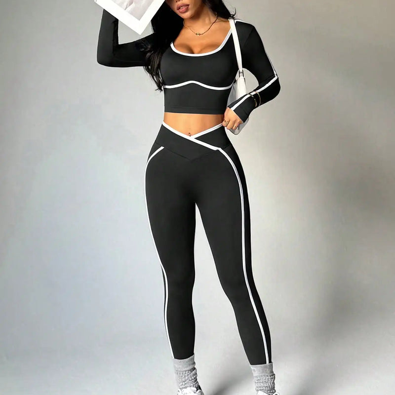 Women's Fall/Winter New Arrival Round Neck Long Sleeve Yoga Top Outdoor Sports Fitness Yoga Pants
