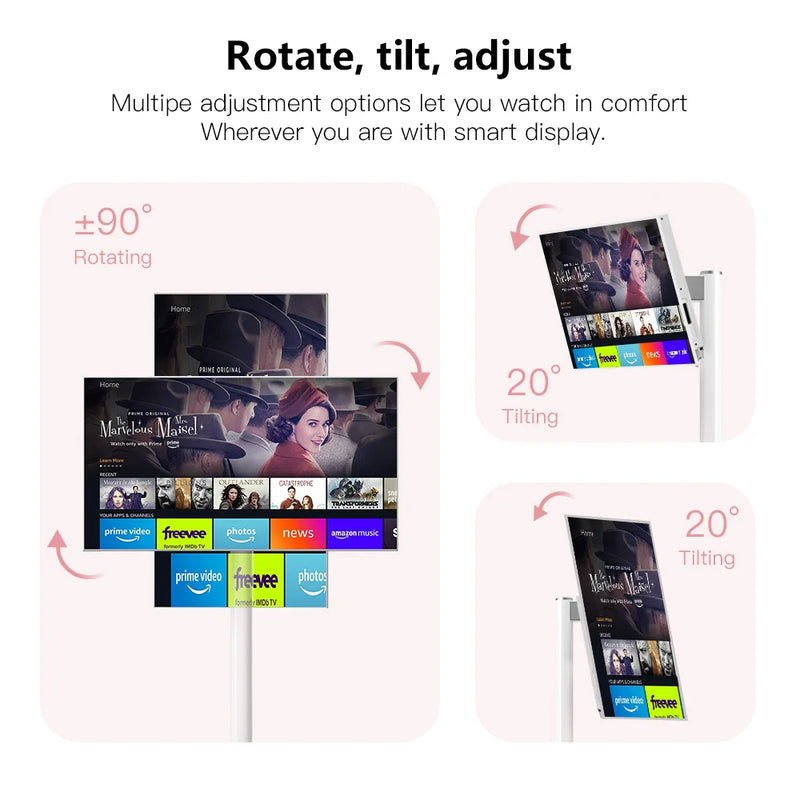 Full Movement 21.5inch Smart Android TV for Sport,work,home Using with Touch with 5G Wifi Android Big Tablet Portable Rolling Tv