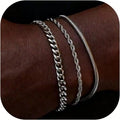 Dainty Gold/Silver Chain Bracelet Stack 14K Gold Plated Silver Bracelets For Men Stainless Steel Adjustable Cross Charm Cuban Link Bracelet Snake Jewelry To Men Dad Birthday Day