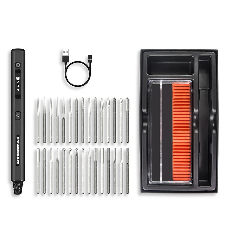 ARROWMAX Engraving Pen Electric Cordless Rotary Tool Kit Mini Grinder with 30 Bits for Metal Wood Plastics - View 7 | SAMAG