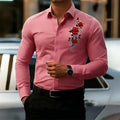 Men's Long-Sleeved Shirt, Featuring a Vintage Red Rose | SAMAG