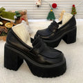 2026 New Retro Le Fu Shoes  Thick Soled High Heels Daily Luxury Women's Solid Color Temperament Mary Jane with Follow-up Shoes