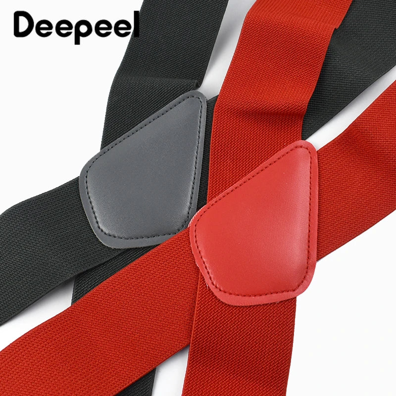 Deepeel Fashion 5cm Wide Adult Men's Suspenders 4 Clips Strap Adjust Elastic Men Braces Harness Man Suit Pants Belt Accessories