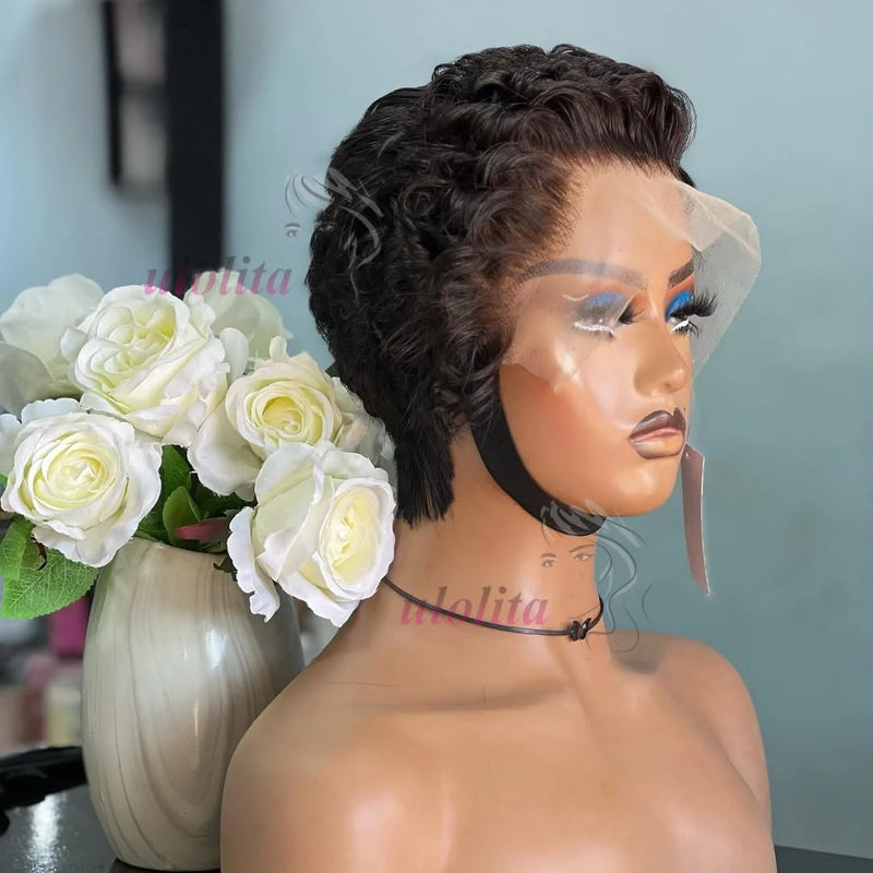 613 Blonde Pixie Cut Short Bob Loose Wave Human Hair Wigs Chocolate Brown Short Bob 13x4 Transparent Lace Front Wigs Preplucked
