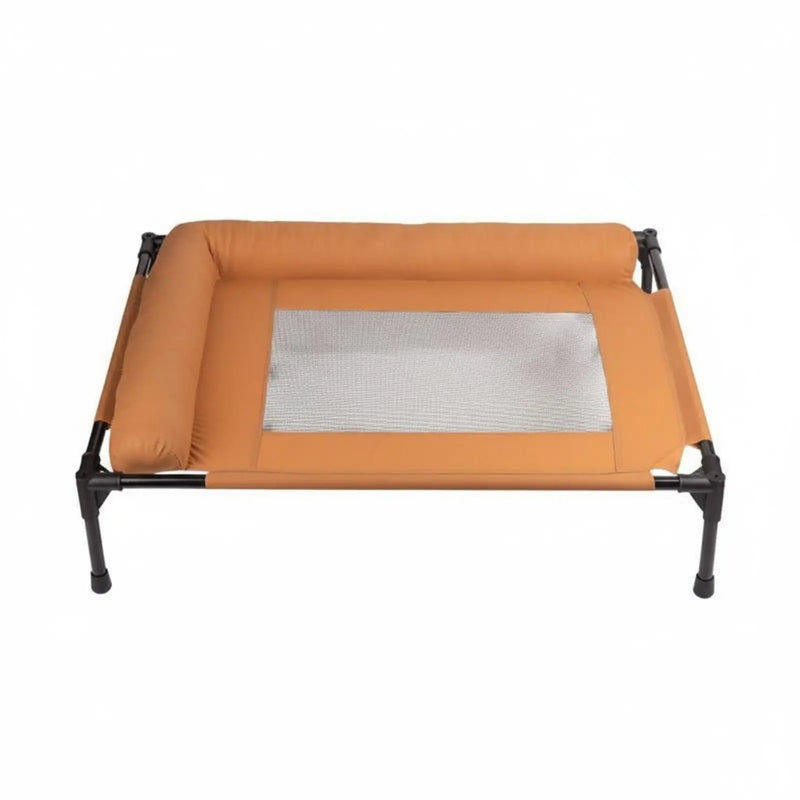 Elevated Dog Bed with Pillow Border Firm Support Elevated Dog Bed L-Shaped Pet Lounger All Seasons Use Cooling Mesh Pet Cot