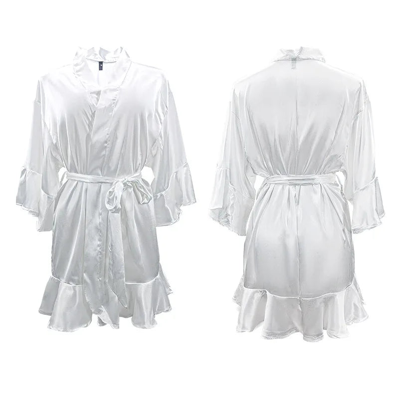 Elegant Satin Pajamas Kimono Women Sleepwear Party Sexy | SAMAG