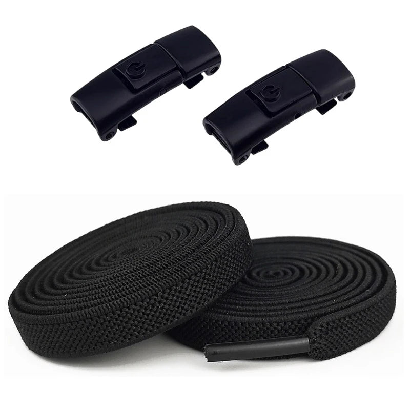 New Without Ties Elastic Laces No Tie Shoe Laces Press Lock Shoelaces Sneaker Kids Adult 8MM Widened Flat Shoelace for Shoes