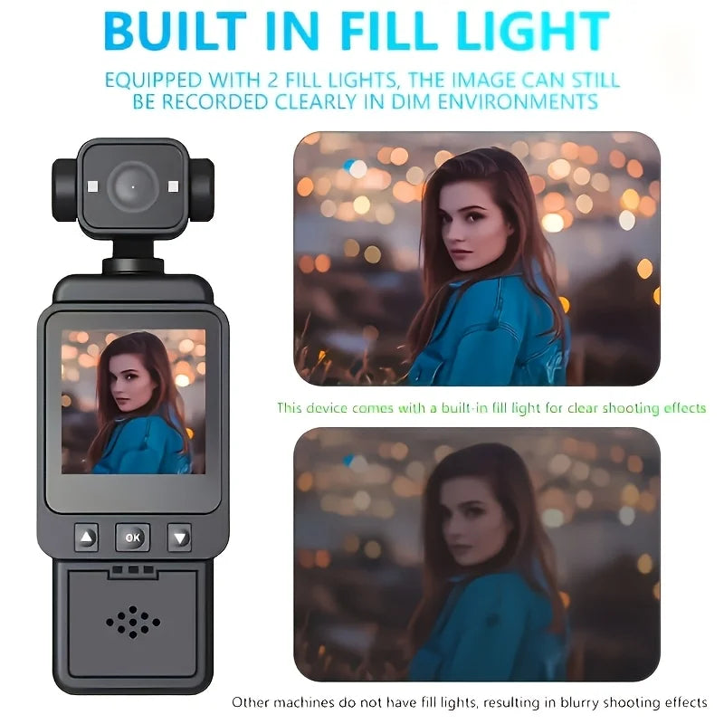 2K HD Action Camera, One-Button & Loop Recording, Portable Cam for Outdoor Sports Travel Daily Vlog