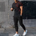 Summer men's T - shirt and pants sports suit abstract gradient 3D printed T - and set 2 - piece street wear oversized | SAMAG