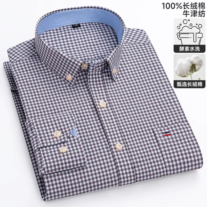 Spring and Autumn Men's Pure Cotton Long sleeved Shirts | SAMAG