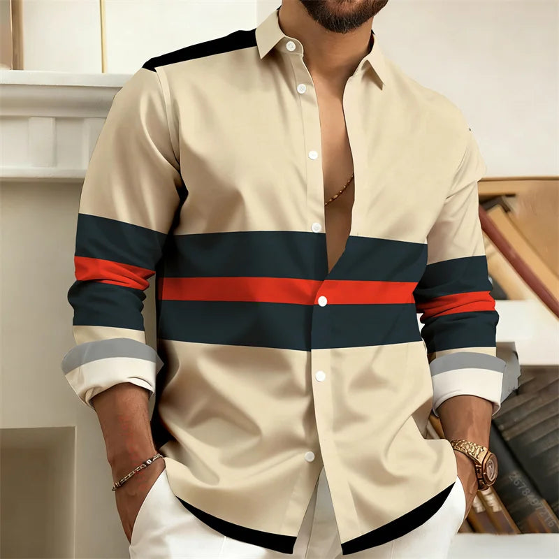 Best-Selling Men's 3D Printed Plaid Long-Sleeved Shirt | SAMAG