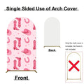 Cowgirl Pink Arch Backdrop Birthday Party Photo Background Kids Western Theme Decor Horse Shoe Boots Hat Pattern Celebration Bac