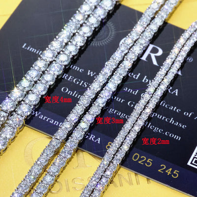 ESKEEM Moissanite Tennis Chain Necklace 925 Silver Iced Out VVS Pass Diamond Tester 2/3/4/5mm Fine Jewelry | SAMAG