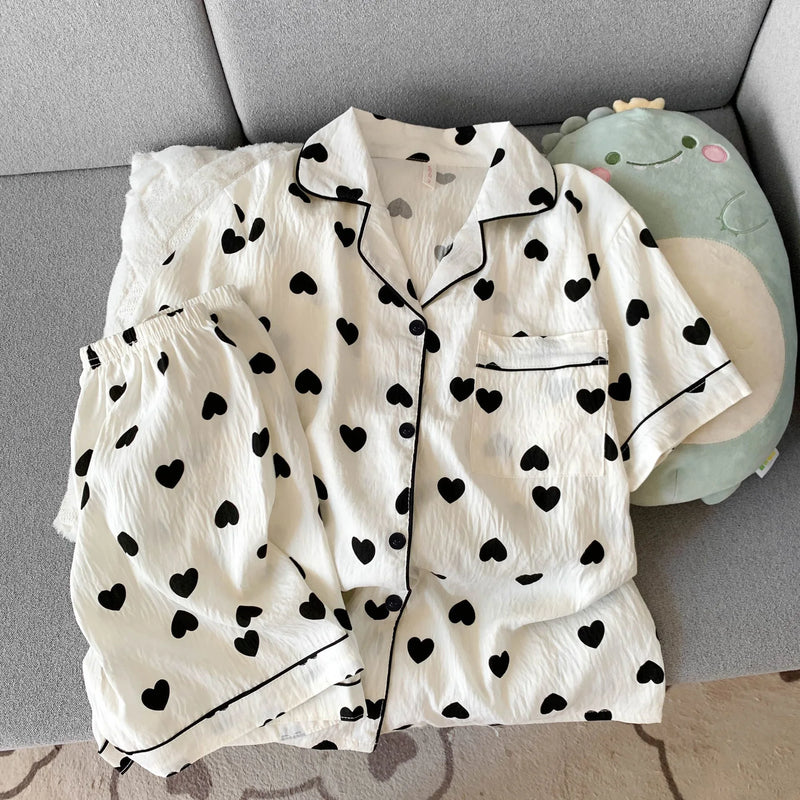 2 Summer Short-Sleeve Pajama Set for Women, Comfortable | SAMAG