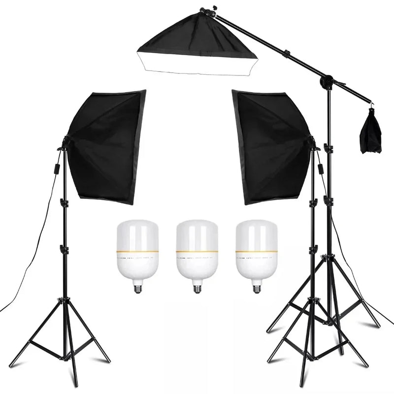 Studio Kit Photo Softbox Light Box Lighting Single Led Lamp with Tripod Photography Shooting Soft Box Flash E27 Accessories