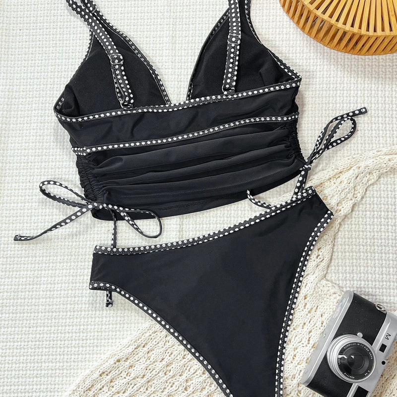 DEKA Black Tankini Set Swimwear Women V Neck Tank | SAMAG