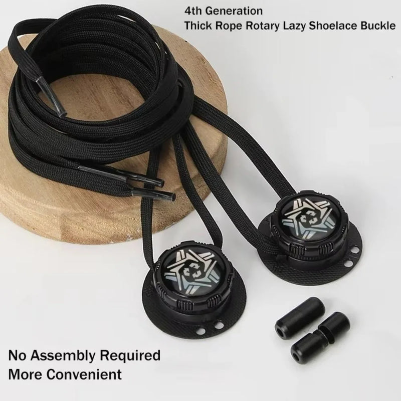 1 Pair Wide Flat Design No-Tie Shoelaces Rotating Buttons Quick-Adjust Quick-Adjust Laces Casual No-Tie Flat Laces Sports Shoes
