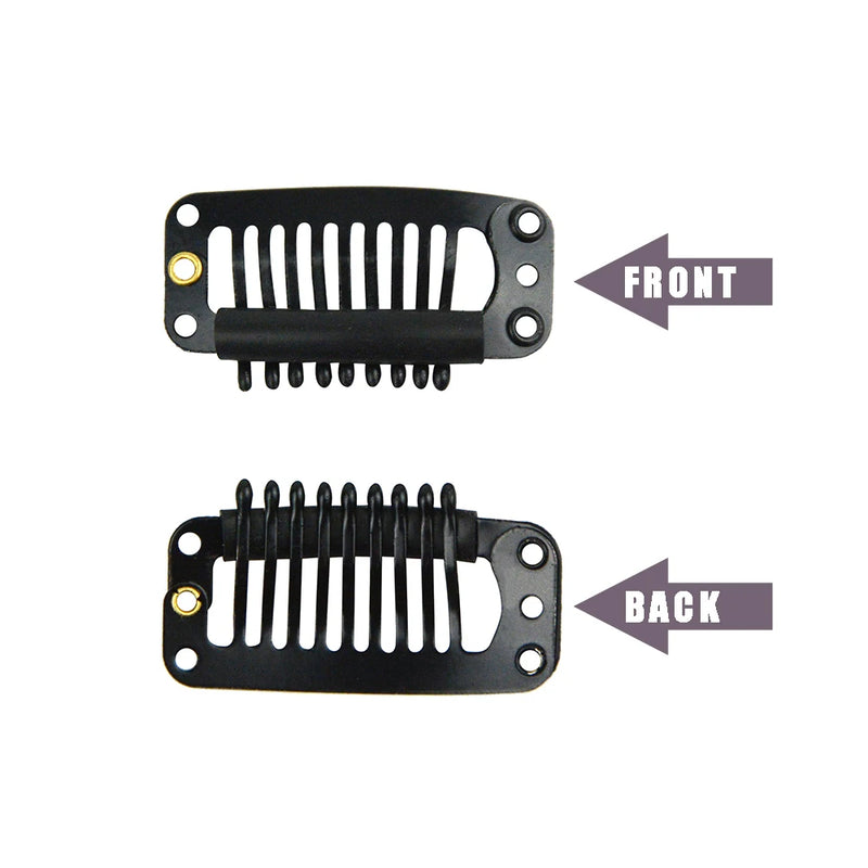 12 pcs 32mm 9-teeth Hair Extension Clips Wig Clips Combs Snap Clips with Rubber for Hair Extension Toupee DIY