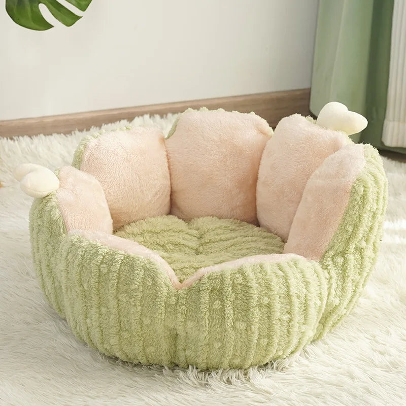 Autumn Cactus-Shaped Solid Pattern Thickened Fabric Cat Bed with Cave Design Sleeping Mat & Xuzhou Origin Pet House