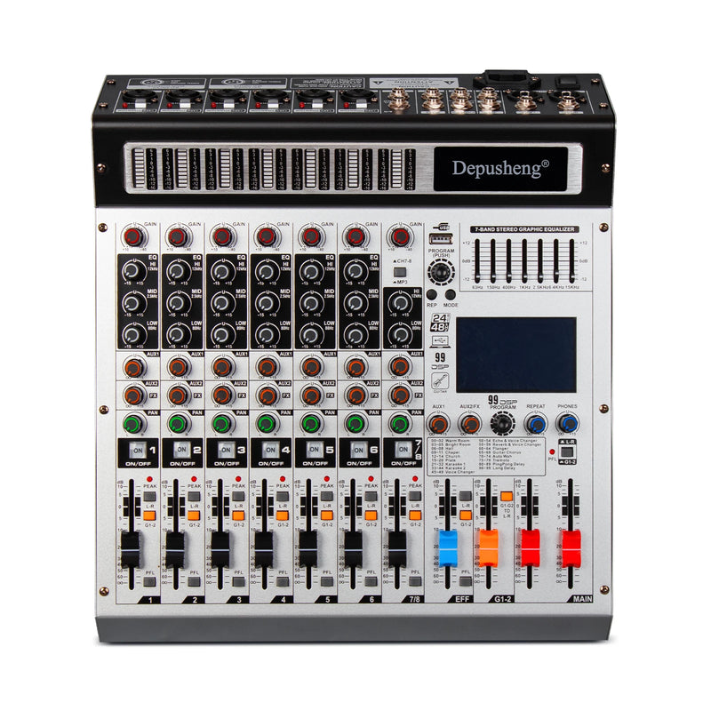 8 Channel Mixer Depusheng AG8 Professional Audio Mixing 99 DSP Digital Effects Audio Console Mixer DJ Console for Audio Stage