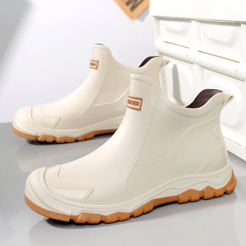 Fashion High Top Rain Boots for Men Women Anti-slip Waterproof Oil-proof Chef Shoes Lightweight Man Ankle Work Shoes Water Shoes