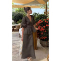 Women's Cotto V-Neck Lace-Up Bubble Sleeve Shirt Long Skirt 2 Piece-Set Summer Casual Elegant Solid Color Loose Sets