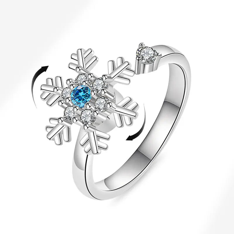 VENTFILLE 925 Sterling Silver Sunflower Diamond Zircon Rotatable Ring For Women Gift Relieve Stress Ring Jewelry Wholesale
