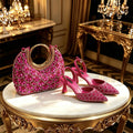 New Italian Pumps and Bag To Party 2026 INS Style Pointed Metalldekoration Rhinestone Elegant Gold Color High Heels for Women