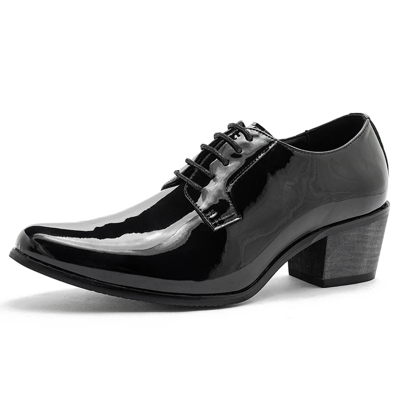 Pointed High Heel Leather Shoes For Men In British Business And Casual Heightened Wedding Shoes Korean Style Shiny Hairstylist