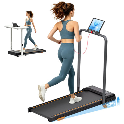 3.0HP Foldable Treadmill with 12% Incline, 0.6 - 8MPH Quiet | SAMAG