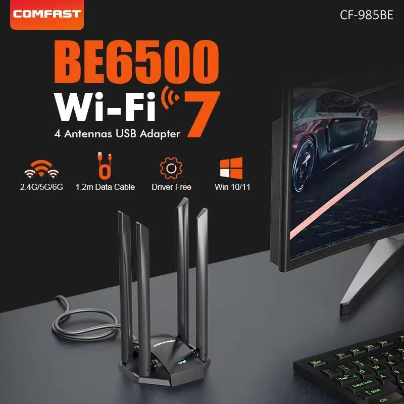 COMFAST BE6500 Dual - Band WiFi 7 USB Adapter 6GHz 5G 2G Wireless Network Card USB3.0 Drive - Free - Visuel 7 | SAMAG