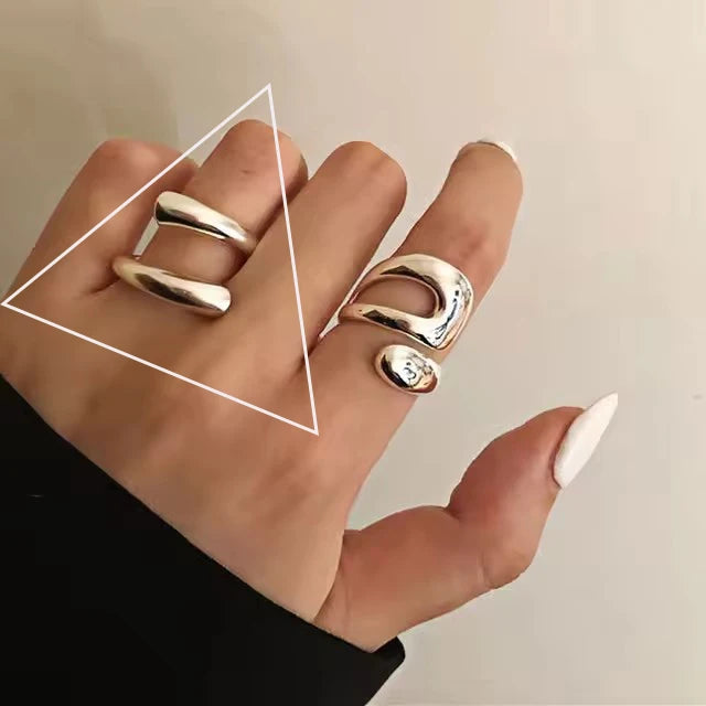VENTFILLE 925 Sterling Silver Ring for Women Girl Gift Retro Open Trend Unique Design Geometric Asymmetric Jewelry Dropship