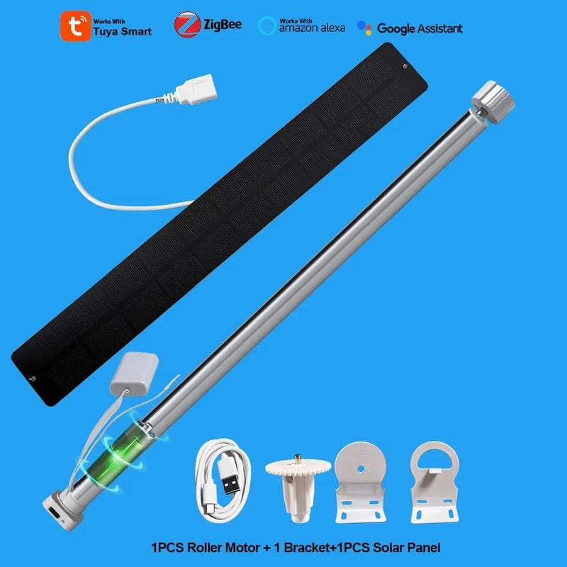 Tuya Zigbee Battery Electric Smart Curtains Roller Blinds Motor Wireless Smart Life For 20 25 28mm Tube Alexa App Remote Control